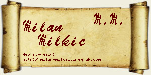Milan Milkić vizit kartica